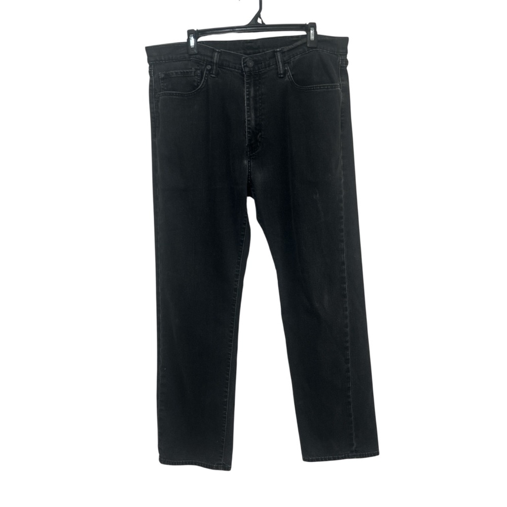 Distressed Levi’s 505 Regular Fit Straight Leg Black Denim Jeans W38 L32
